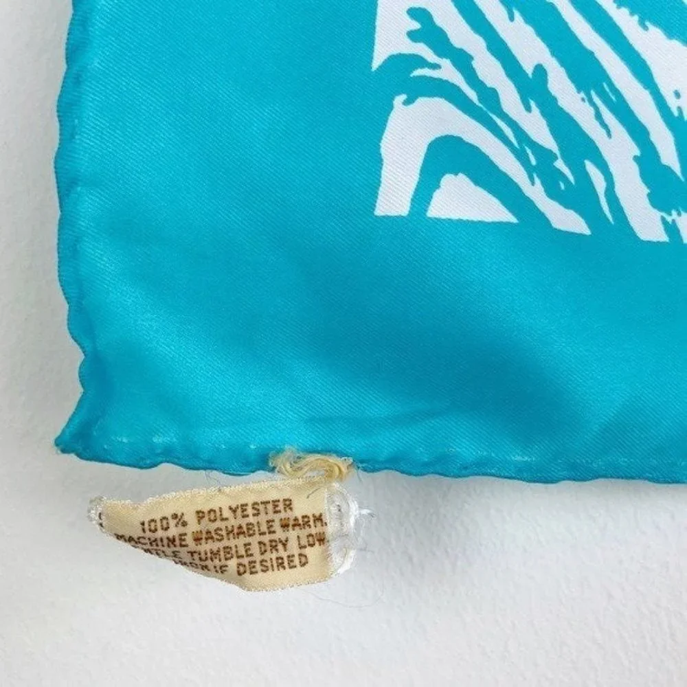 Vintage Aqua Blue and White Scarf